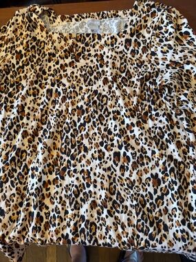 Chico's Leopard Print Top in Cream, Black & Brown